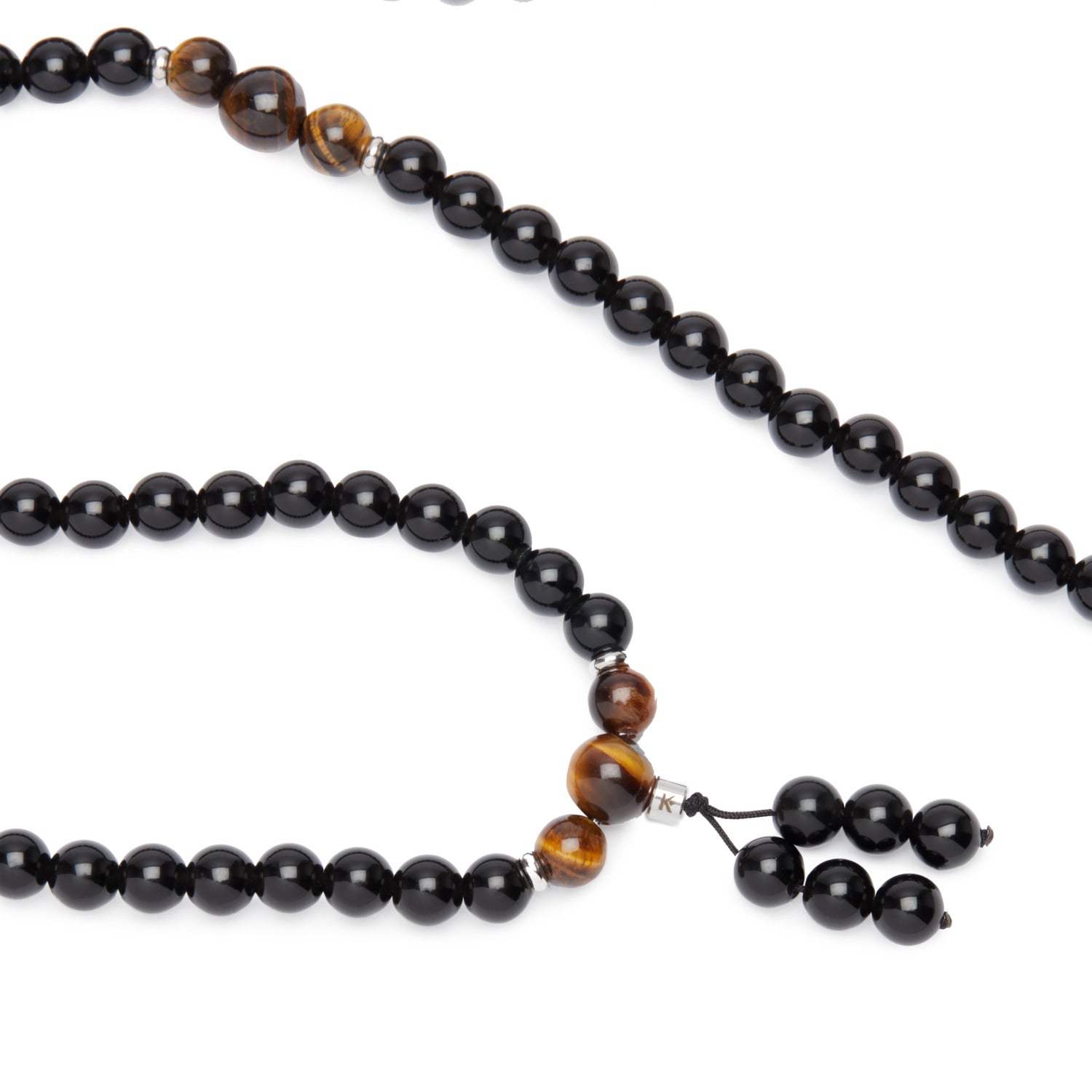 Bracelet Mala Bouddhiste en Obsidienne et Oeil de Tigre