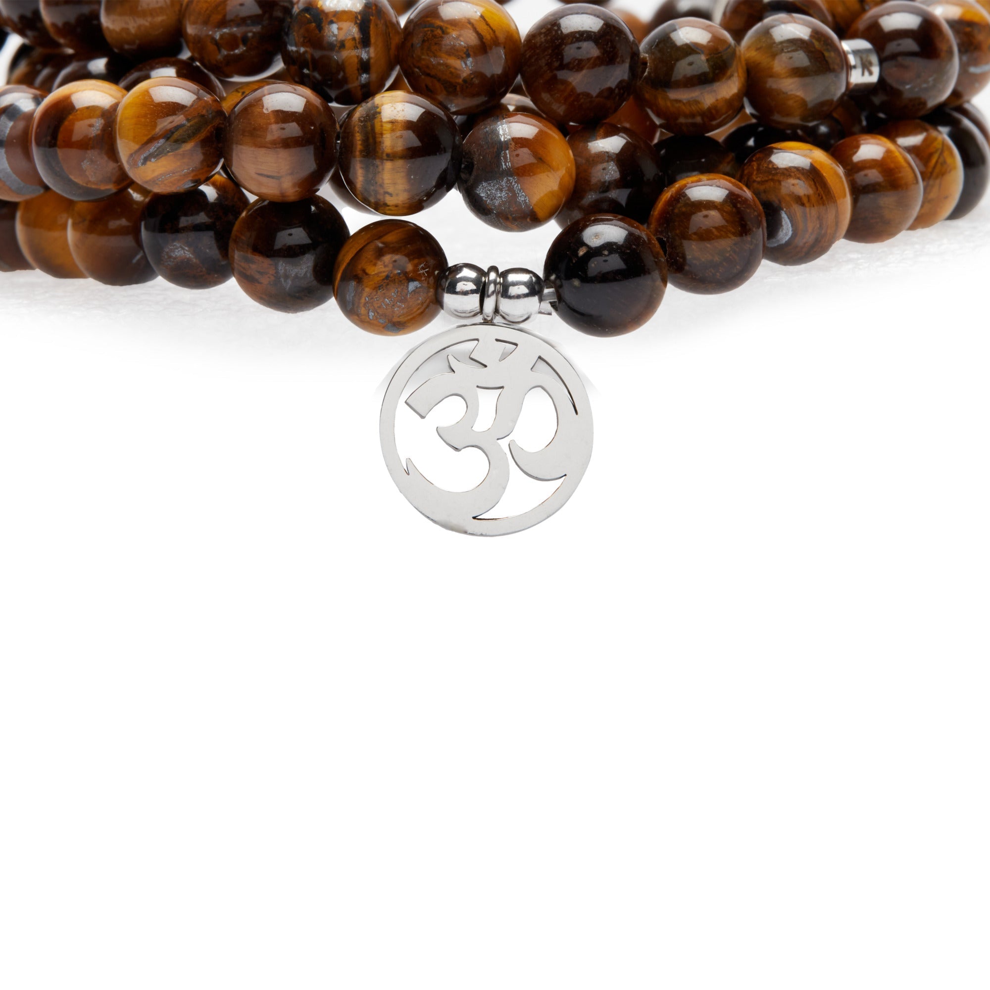 Bracelet Mala "OM" de 108 perles en Oeil de Tigre