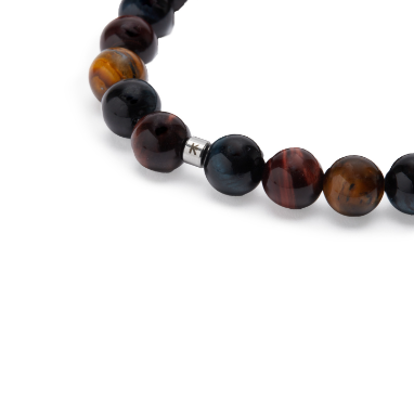 Bracelet Protection "Les Yeux du Tigre" en Oeil de Tigre, Oeil de Faucon et Oeil de Taureau