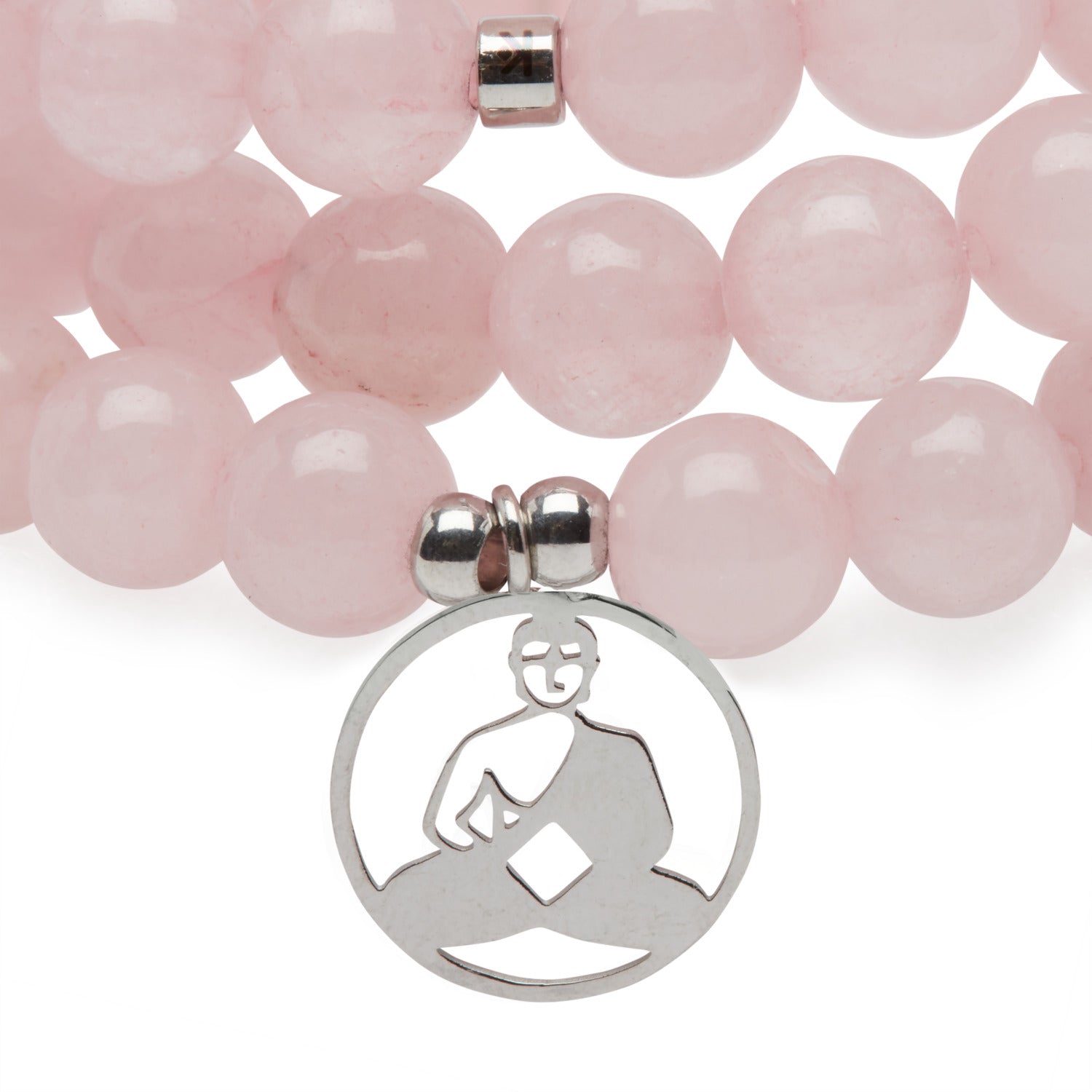 Bracelet Mala "Réconfort & Amour de Bouddha" 108 perles en Quartz Rose