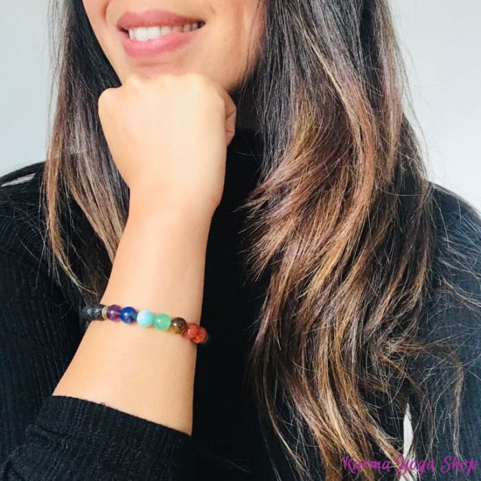 Bracelet en Pierre de Lave "Guérison des 7 chakras"