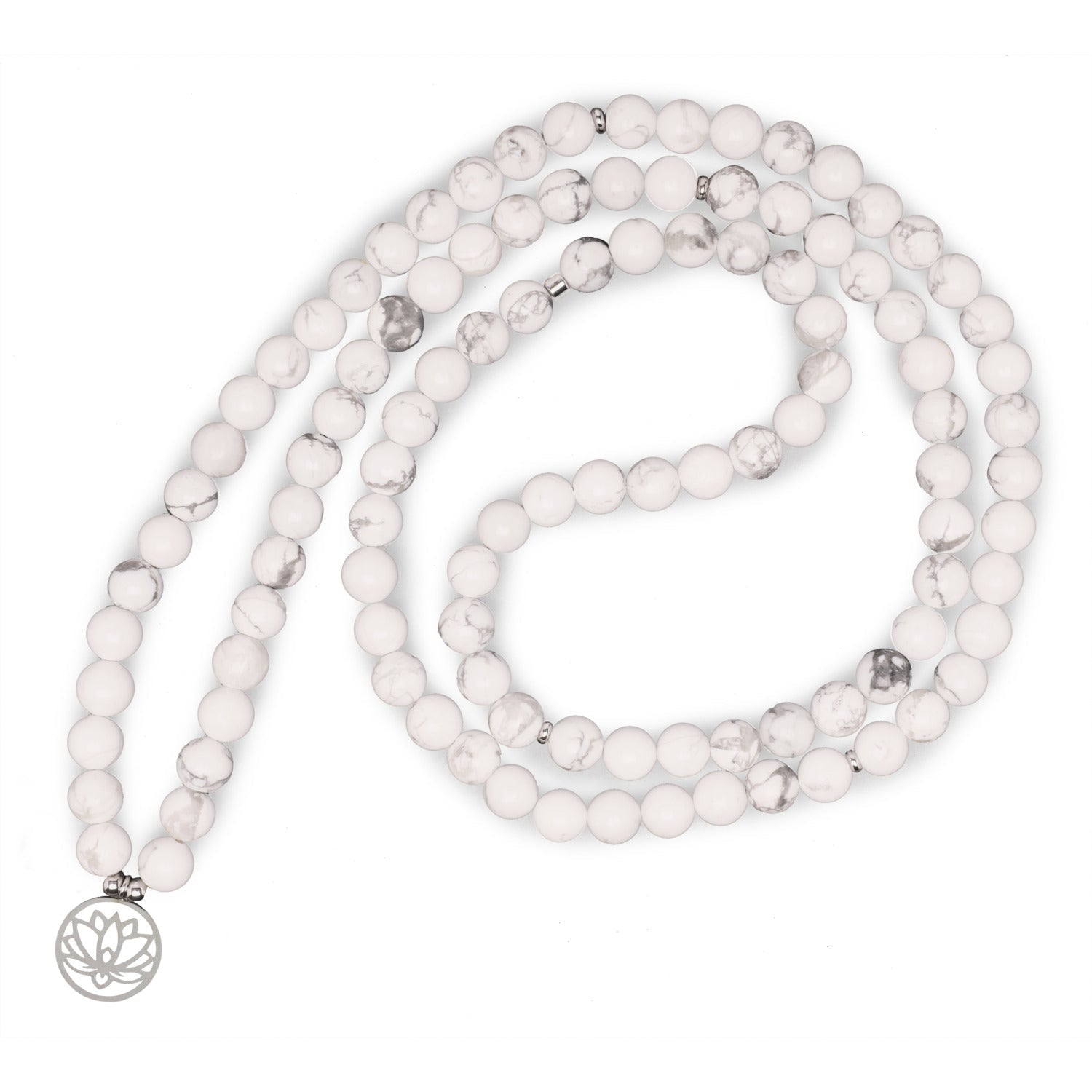 Bracelet Mala "Lotus" de 108 perles en Howlite