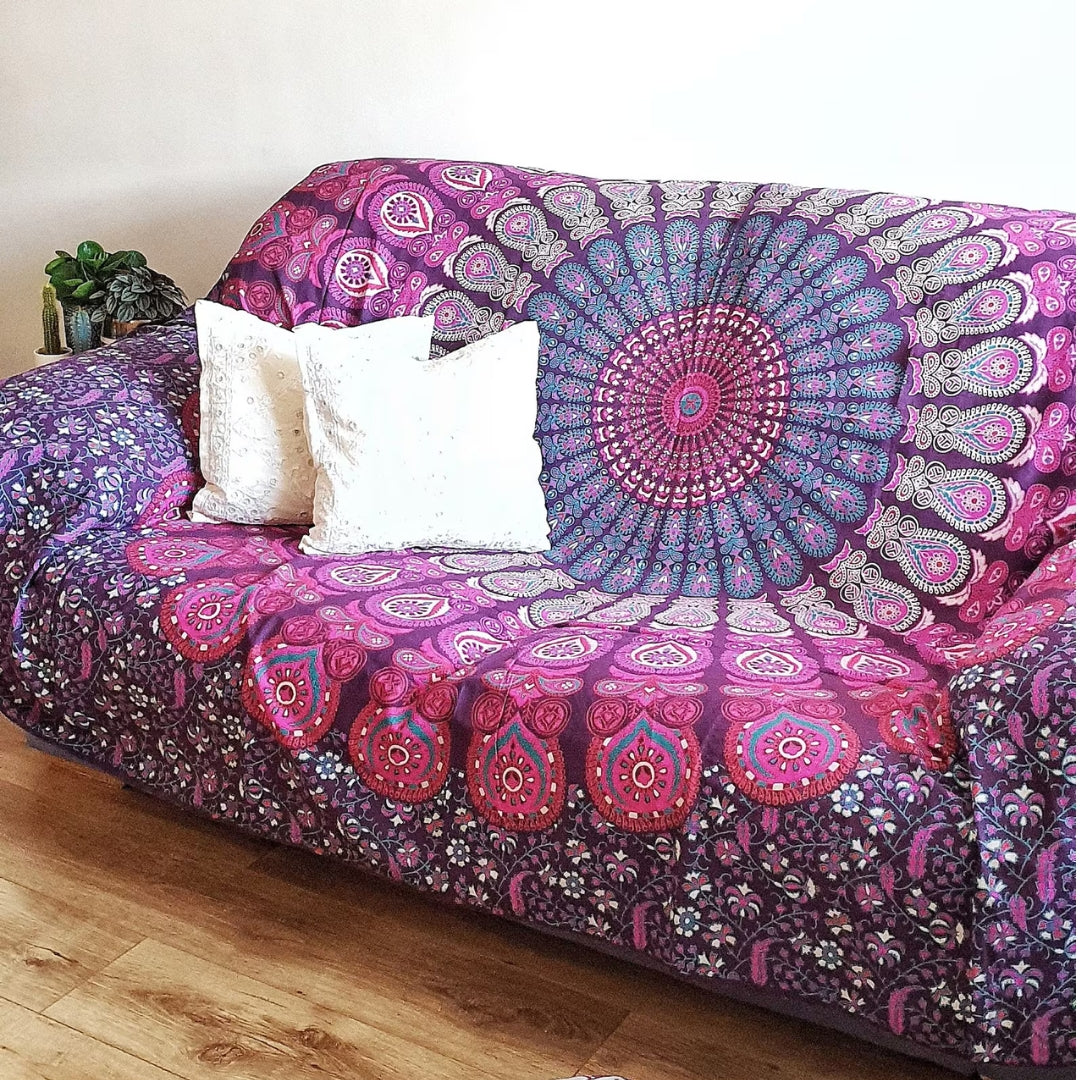 Tenture murale en coton "Mandala Multicolore Apaisant"