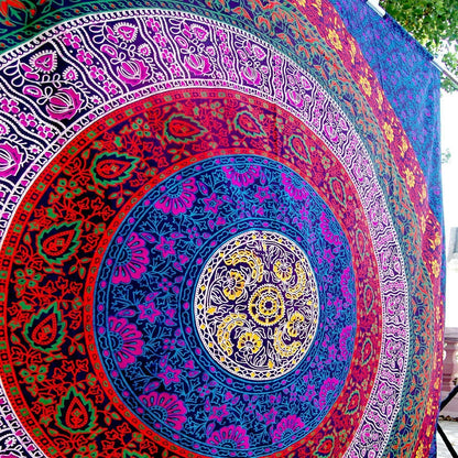 Tenture murale en coton "Mandala en Cercles"