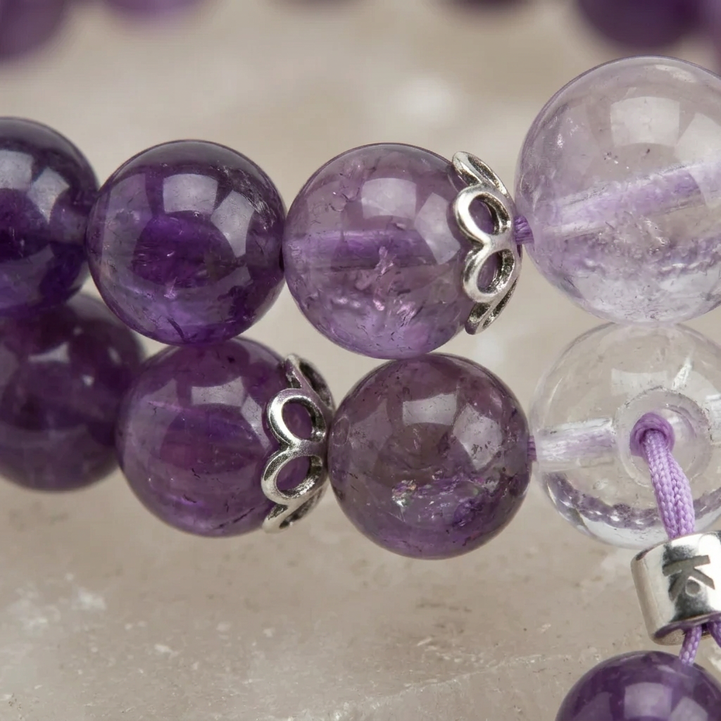 Bracelet Mala Bouddhiste en Améthyste