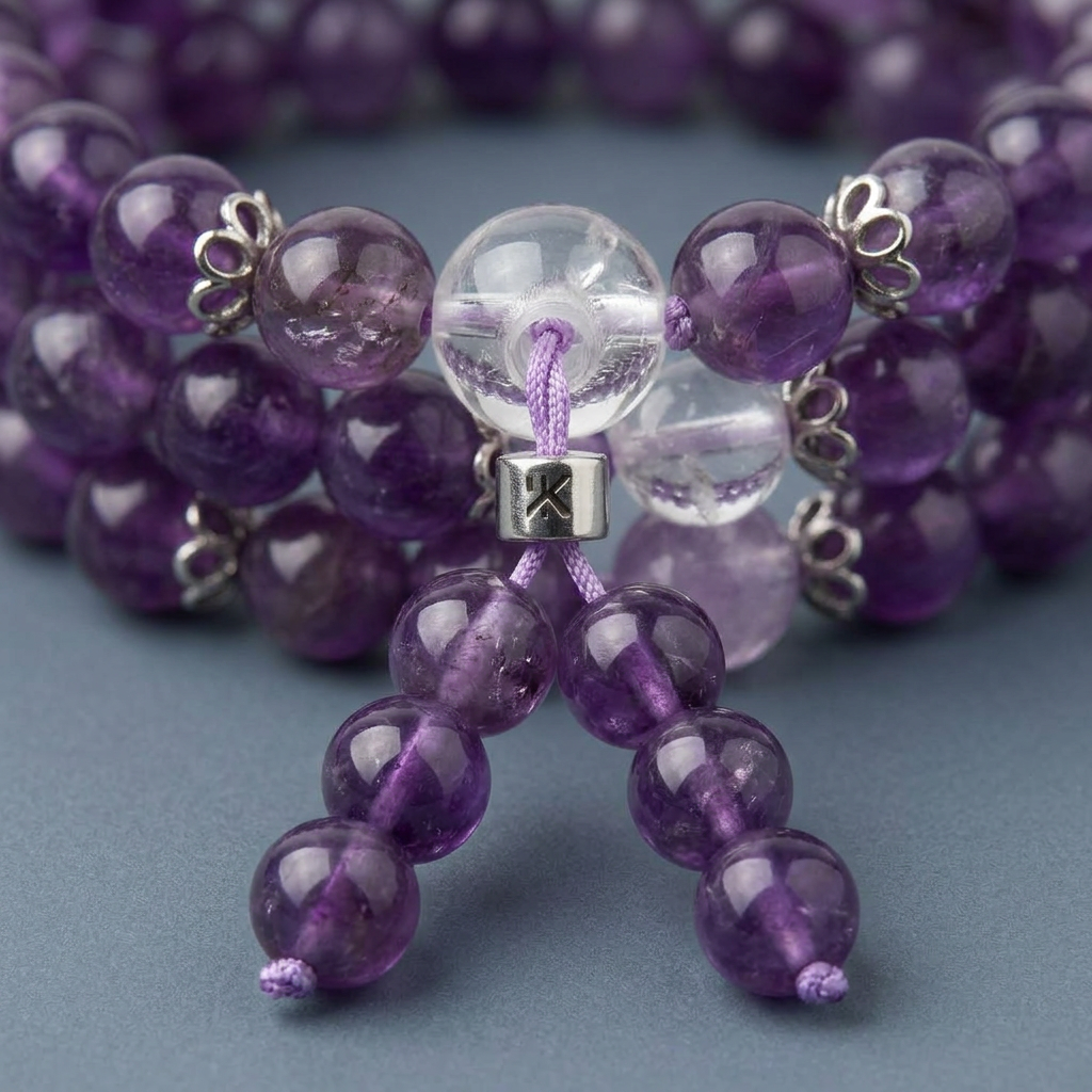 Bracelet Mala Bouddhiste en Améthyste