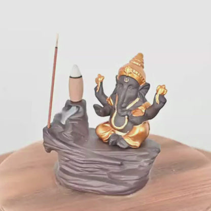 Brûleur d'encens en céramique "Ganesh Or"