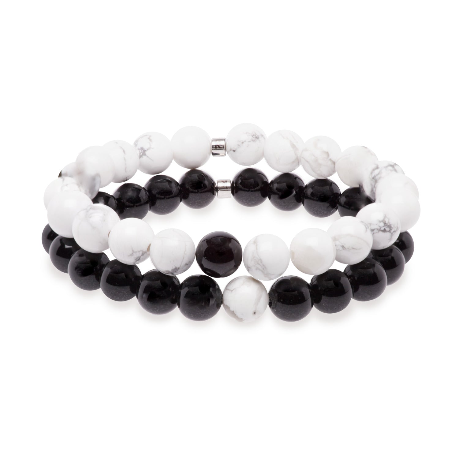 Bracelets Distance™ en Howlite Blanche et Agate Noire - Karma Yoga Shop