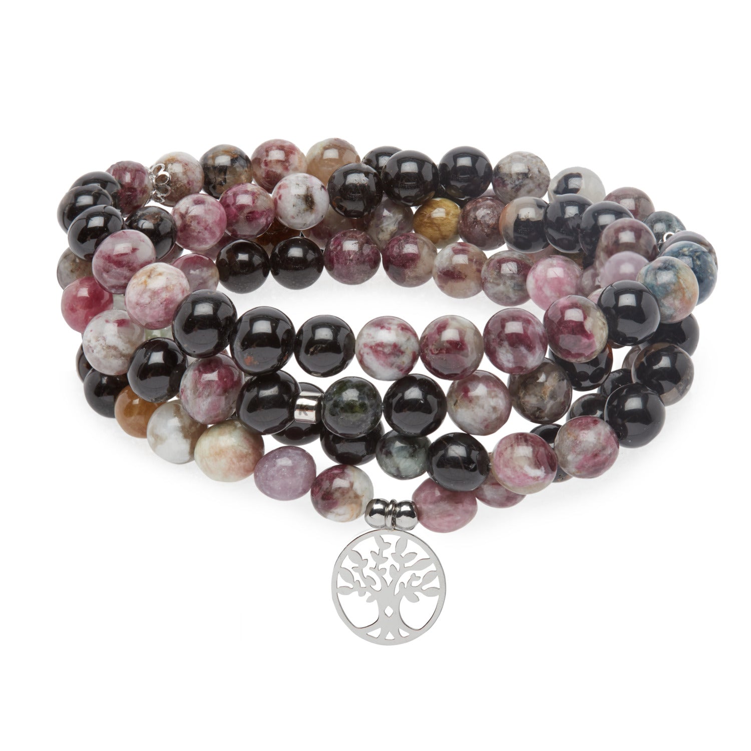 Bracelet Mala "Beauté de l'Âme" en Tourmaline Multicolore - Karma Yoga Shop