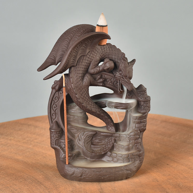 Brûleur d'encens en céramique "Château du Dragon" - Karma Yoga Shop