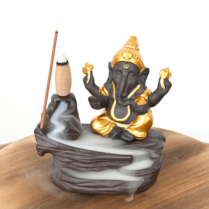 Brûleur d'encens en céramique "Ganesh Or" - Karma Yoga Shop