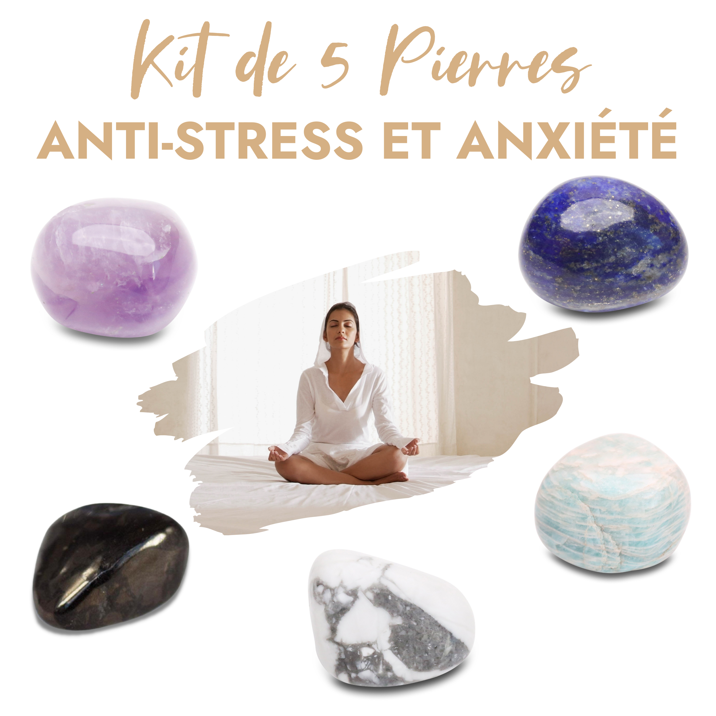 Kit de 5 pierres “Anti-Stress et Anxiété” – Karma Yoga Shop