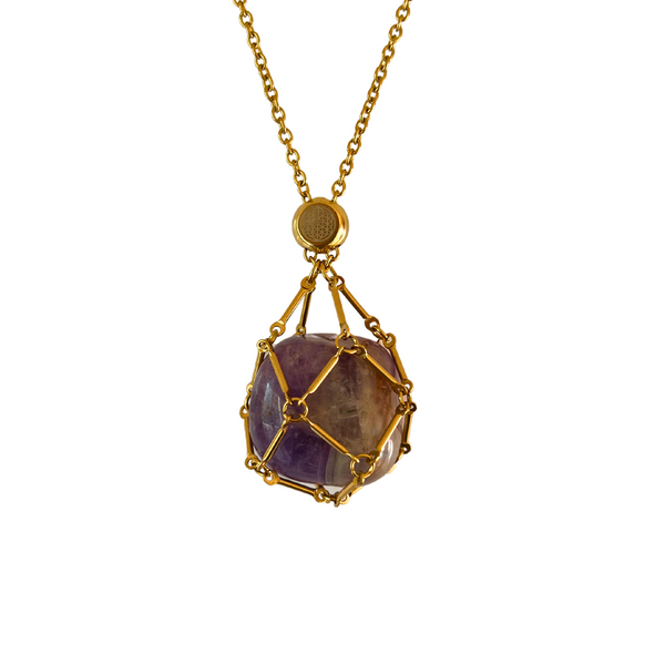 Collier Porte-Pierre Précieuse + Pierre Roulée en Améthyste offerte
