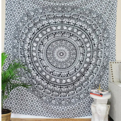 Tenture murale en coton "Mandala de l'Éléphant"