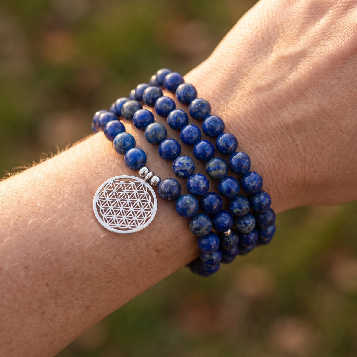 Mala 3ème Oeil de 108 perles en Lapis Lazuli - image 3