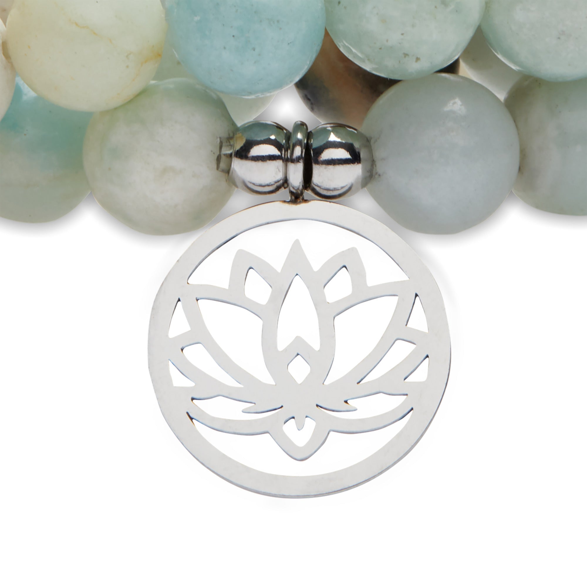 Bracelet Mala "Lotus" de 108 perles en Amazonite