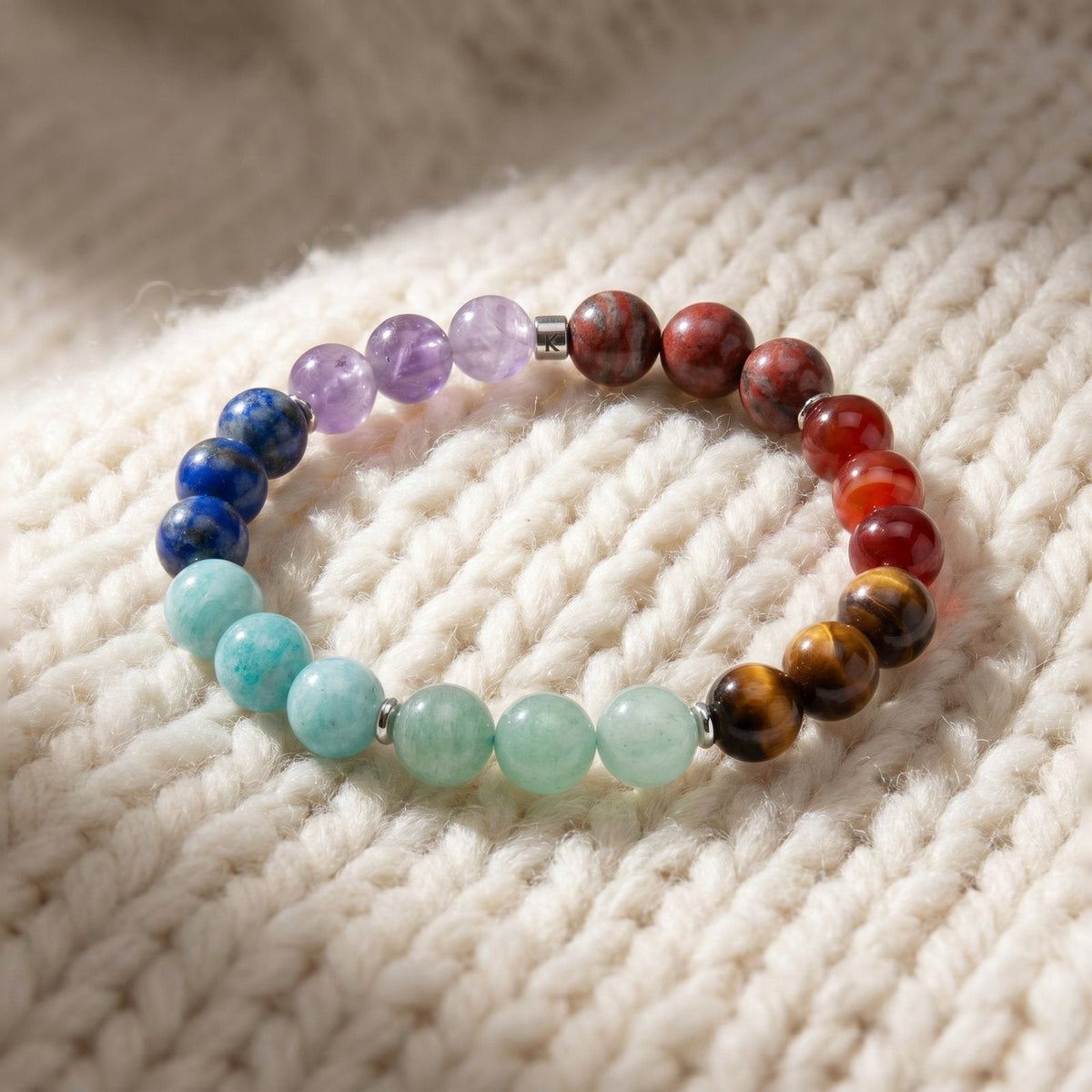 Bracelet "7 Chakras" Triple en Pierres Naturelles