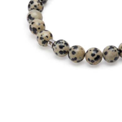 Bracelet Mala Lotus "Joie de l'Être" en Jaspe Dalmatien