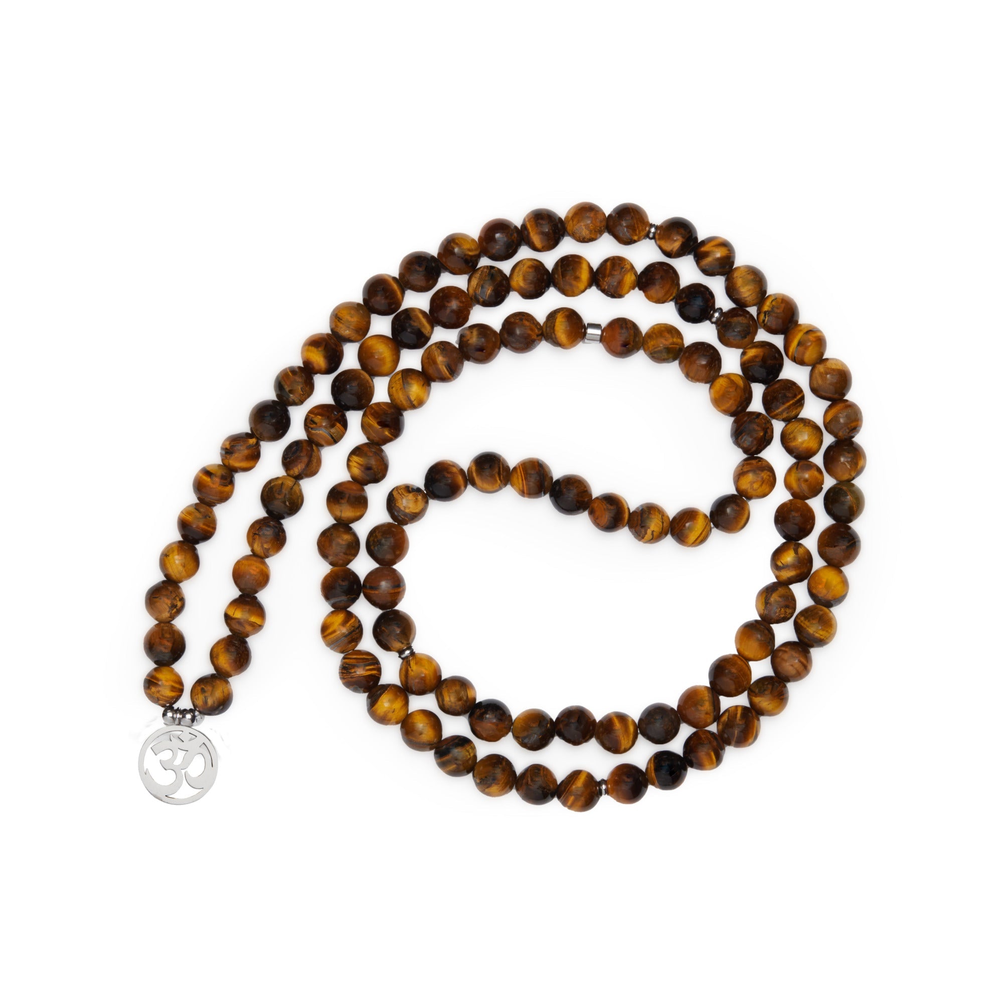 Bracelet Mala "OM" de 108 perles en Oeil de Tigre