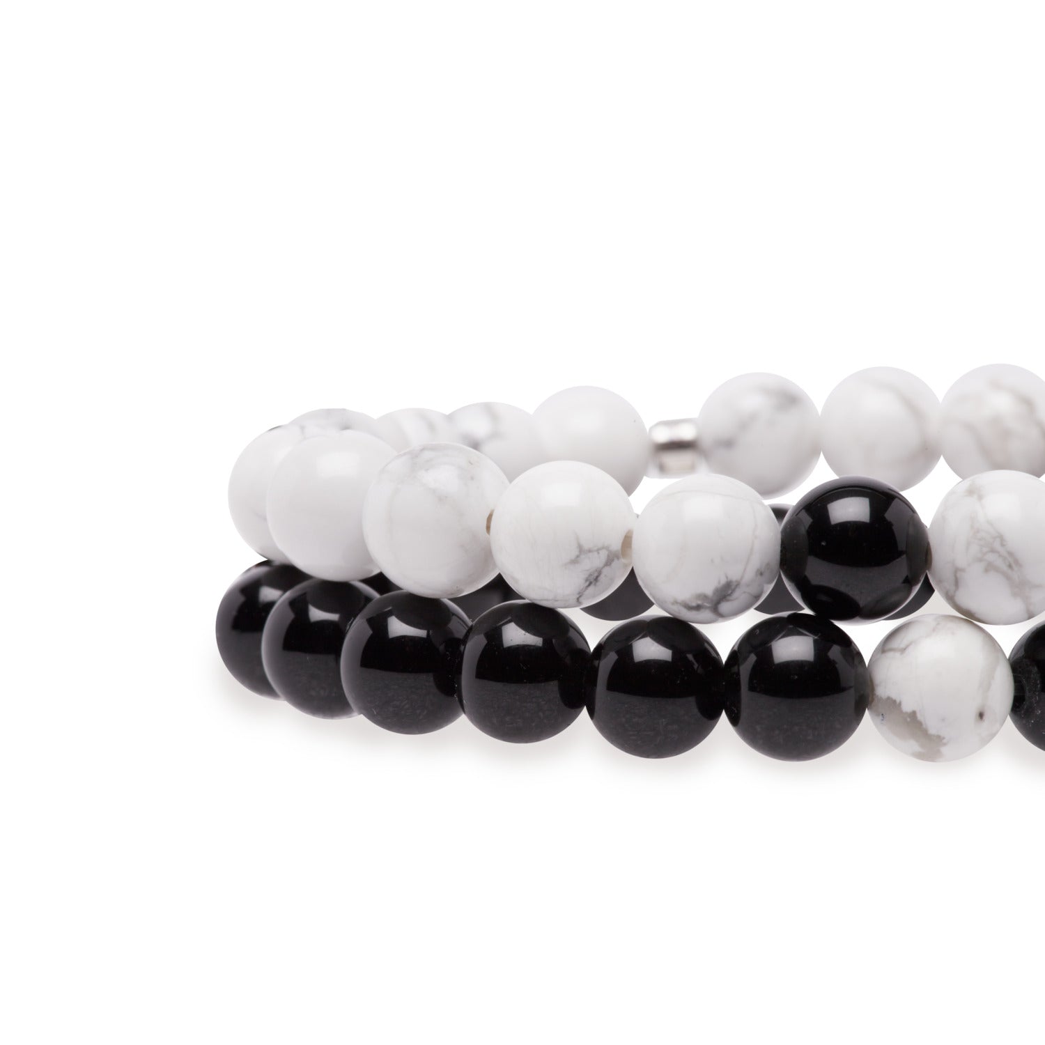 Bracelets Distance™ en Howlite Blanche et Agate Noire