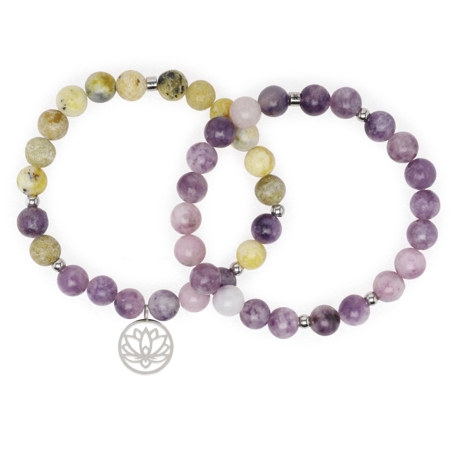 Bracelet Double "Anti-Stress" en Lépidolite et Serpentine