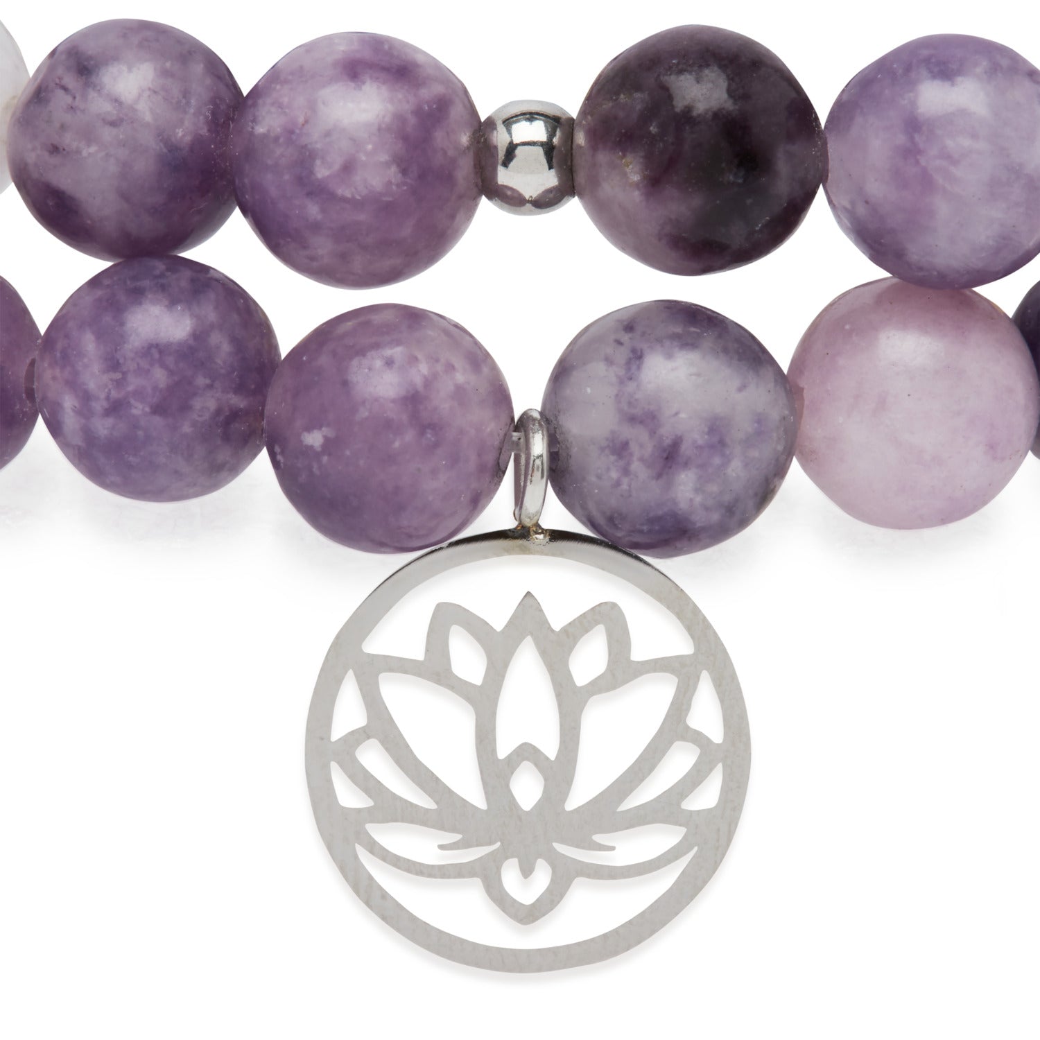 Bracelet Double "Anti-Stress" en Lépidolite et Serpentine