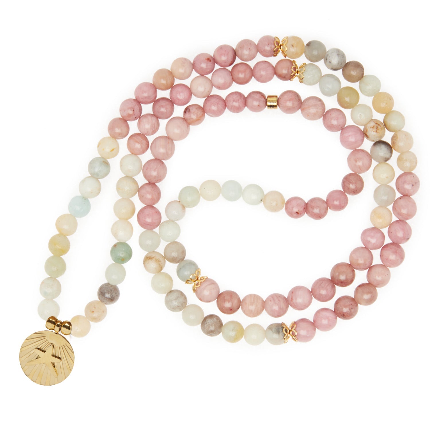 Bracelet Mala "Océan" en Amazonite & Rhodochrosite