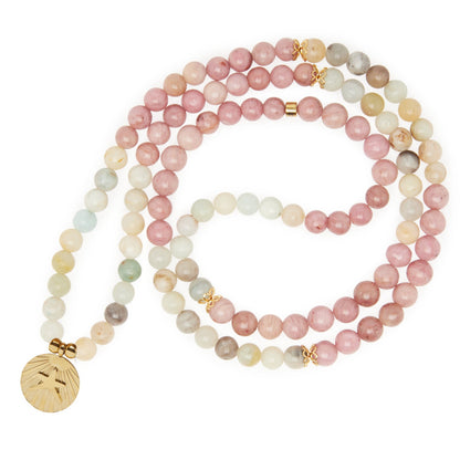 Bracelet Mala "Océan" en Amazonite & Rhodochrosite
