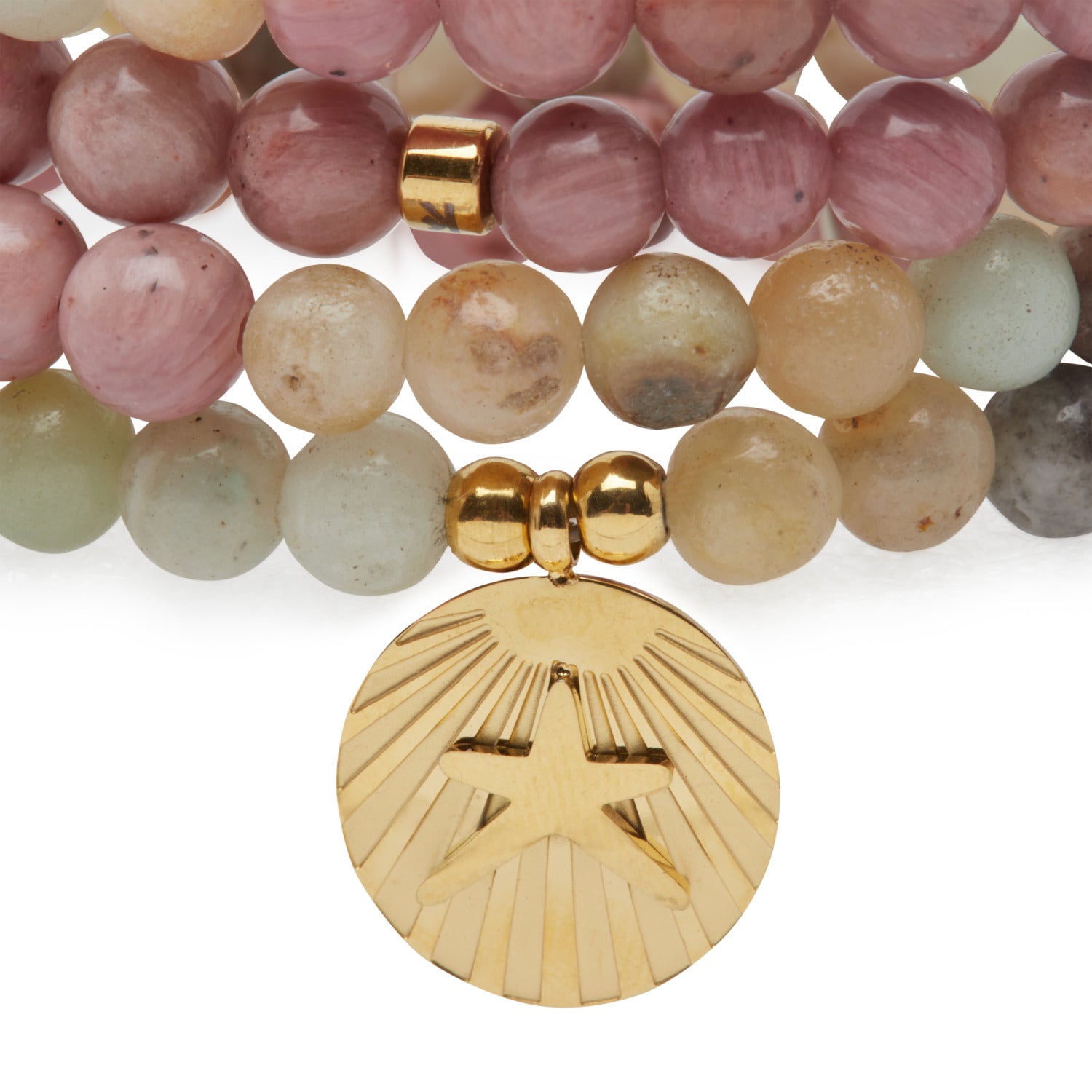 Bracelet Mala "Océan" en Amazonite & Rhodochrosite