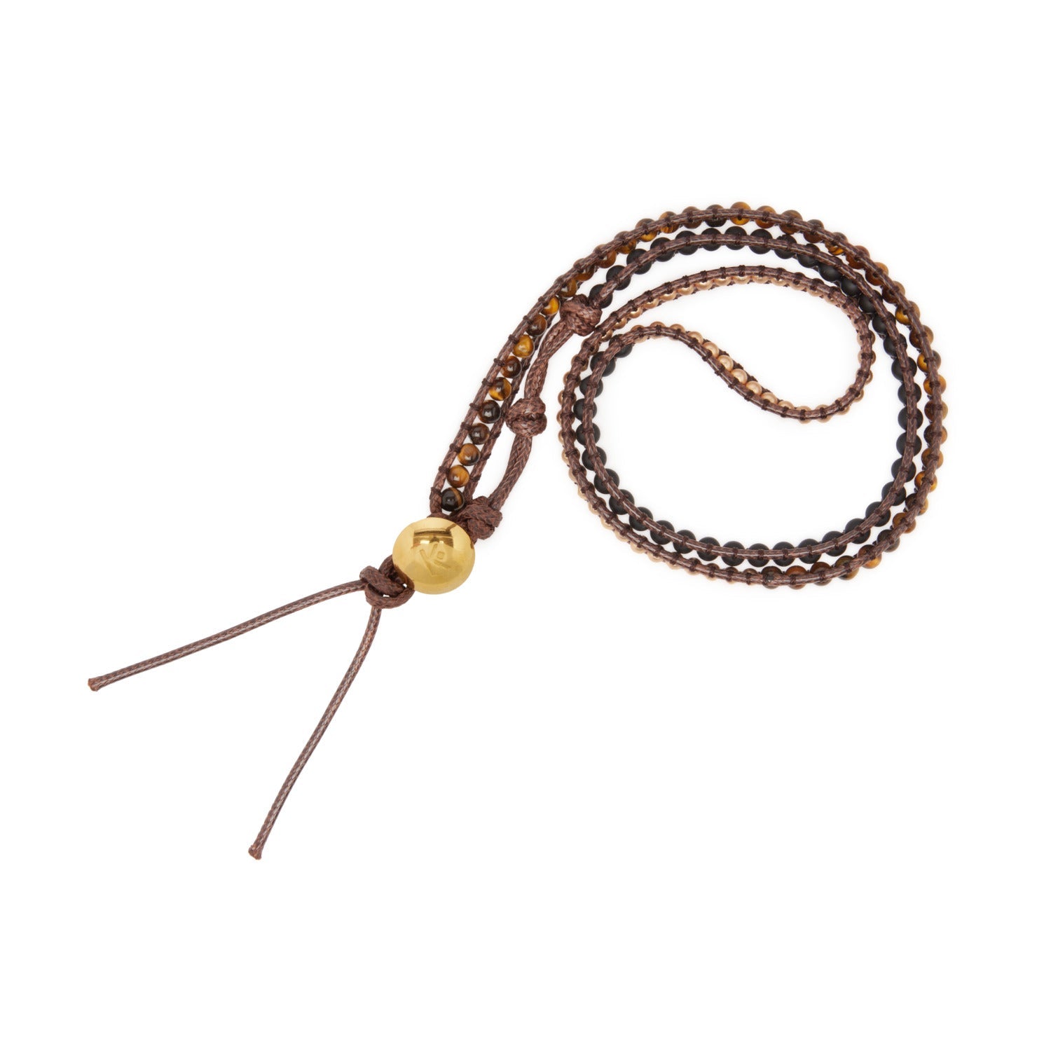 “Self-Confidence” Wrap Bracelet in Tiger Eye and Black Onyx