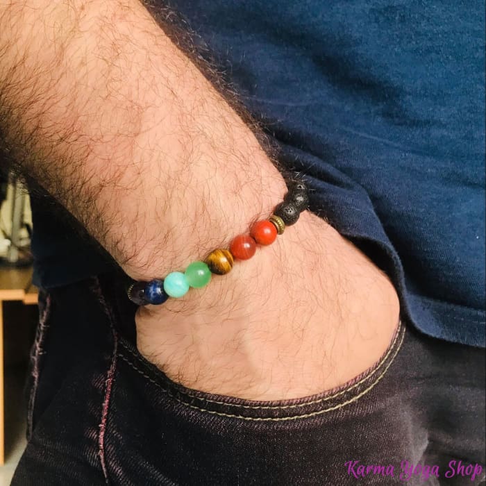 Bracelet en Pierres de Lave  "Guérison des 7 chakras"