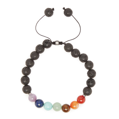 Lava Stone Bracelet "Healing of the 7 Chakras"