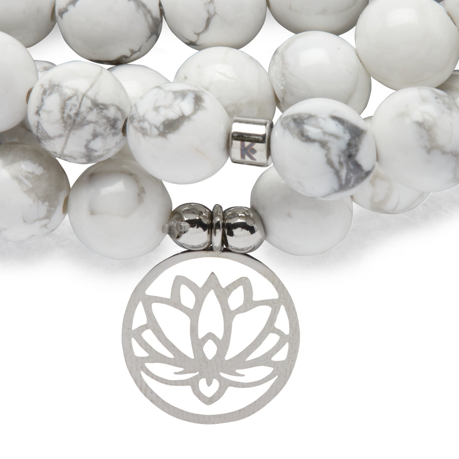 Bracelet Mala "Lotus" de 108 perles en Howlite