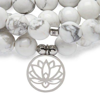 “Lotus” Mala bracelet with 108 Howlite beads