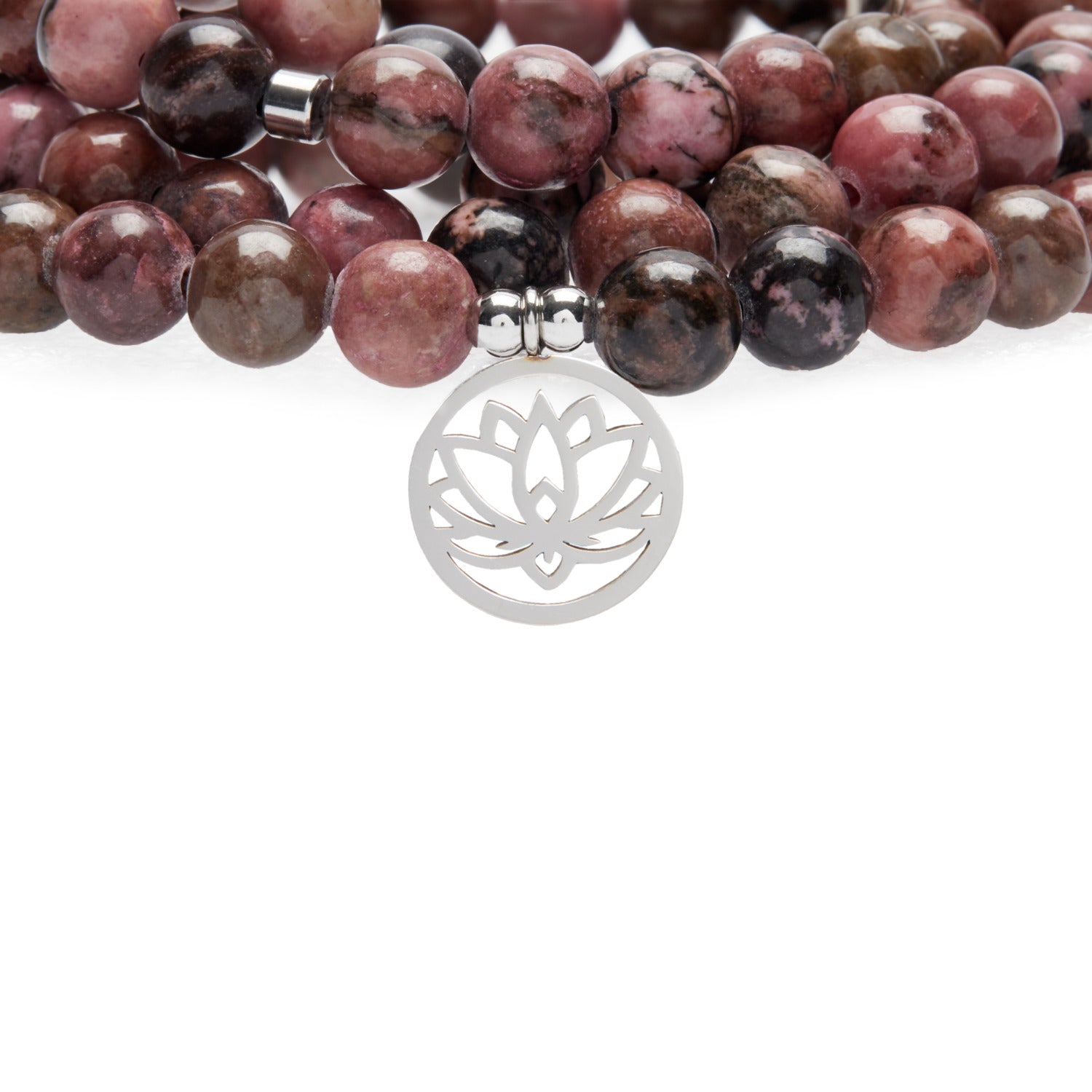 Bracelet Mala "Maîtrise des Emotions" de 108 perles en Rhodonite