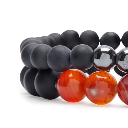 Double “Anchorage &amp; Balance” Bracelet in Agate and Hematite