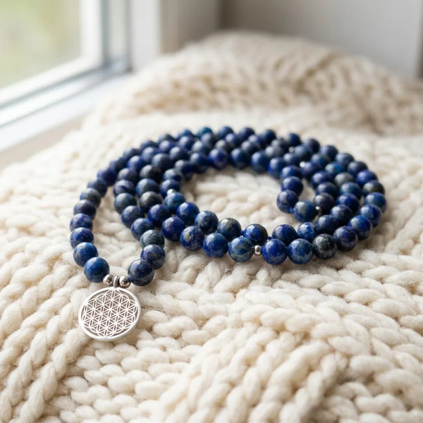 Mala "3ème Oeil" de 108 perles en Lapis Lazuli