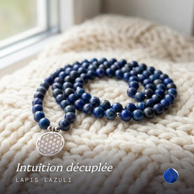 Mala "3ème Oeil" de 108 perles en Lapis Lazuli