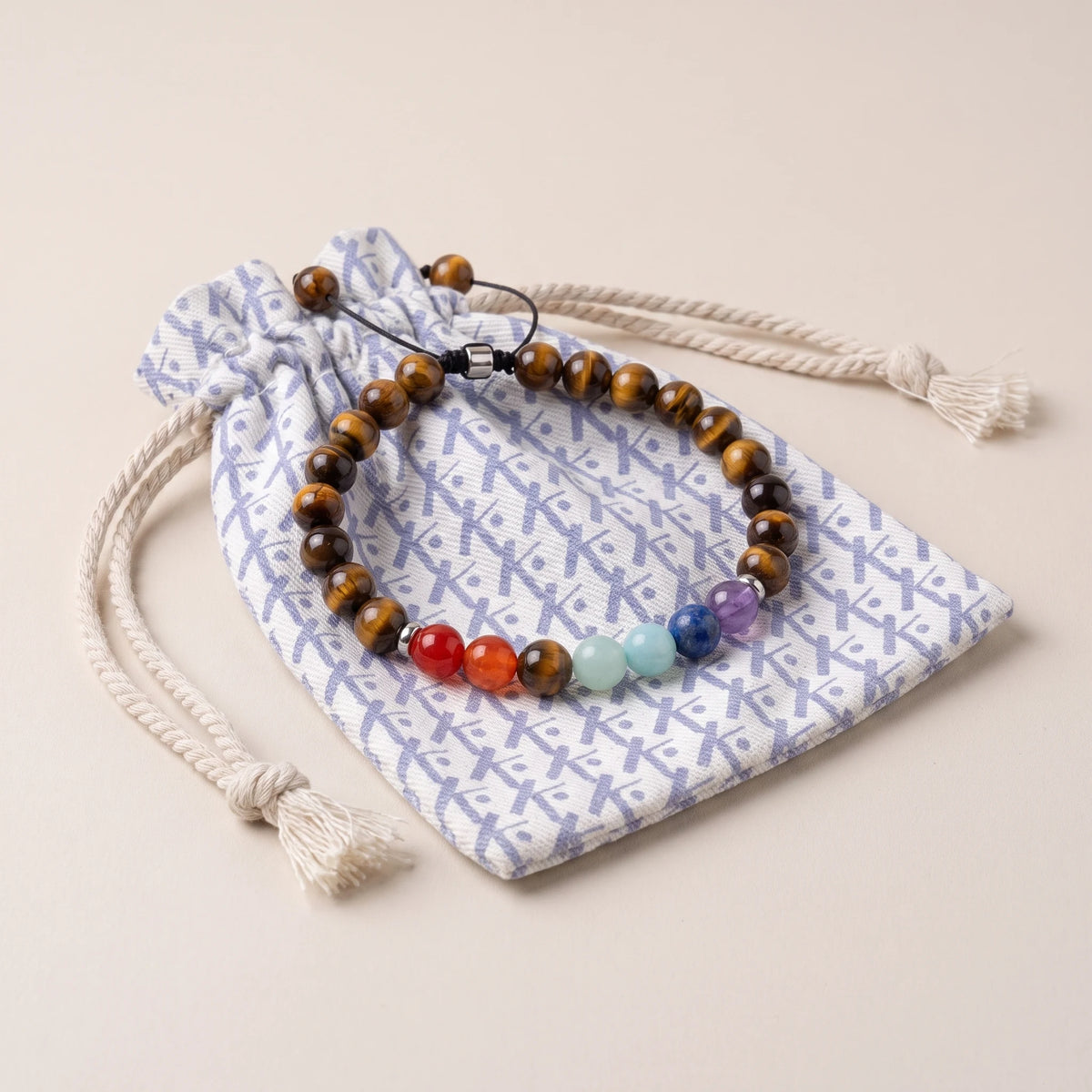Bracelet 7 Chakras "Confiance en Soi" en Oeil de Tigre - image 2