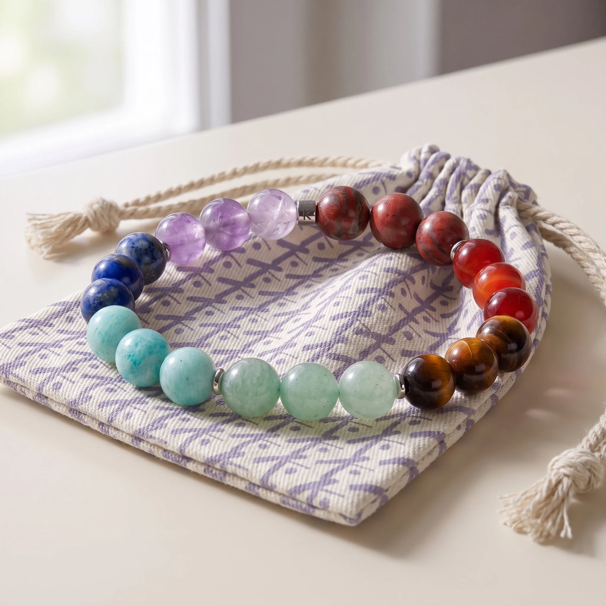 Bracelet "7 Chakras" Triple en Pierres Naturelles - image 2