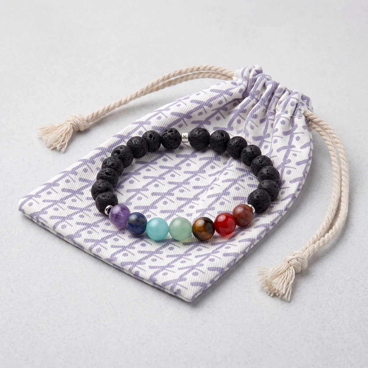 Bracelet en Pierres de Lave "Guérison des 7 chakras" - image 2