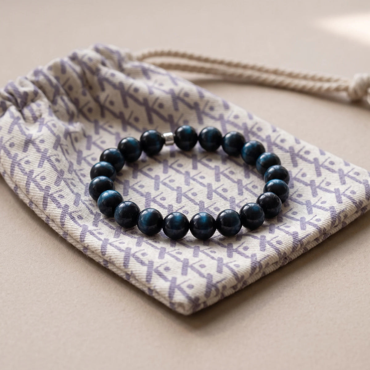 Bracelet "Energie" en Oeil de Faucon (Oeil de Tigre Bleu) - image 2