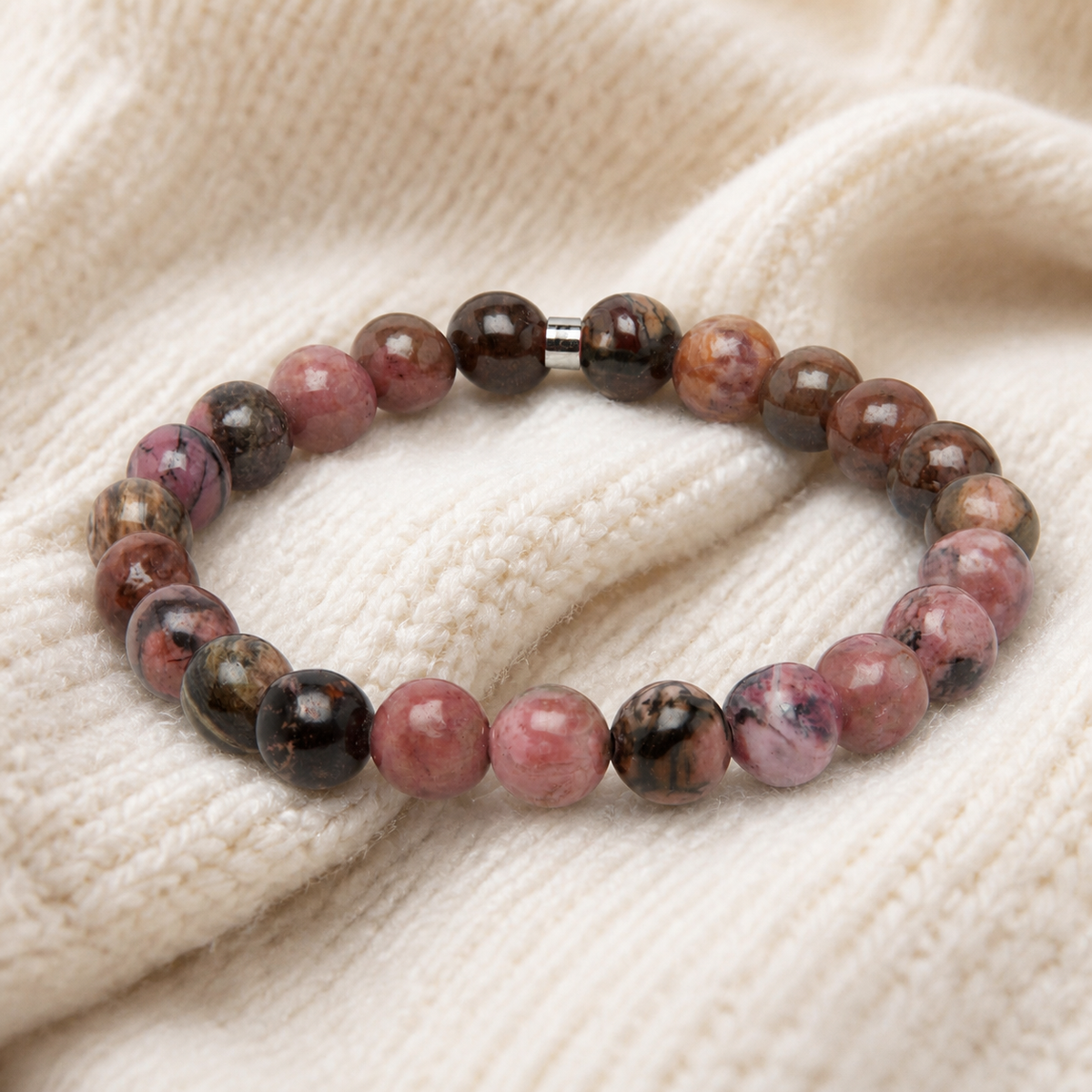 Bracelet en Rhodonite foncée "Energie"