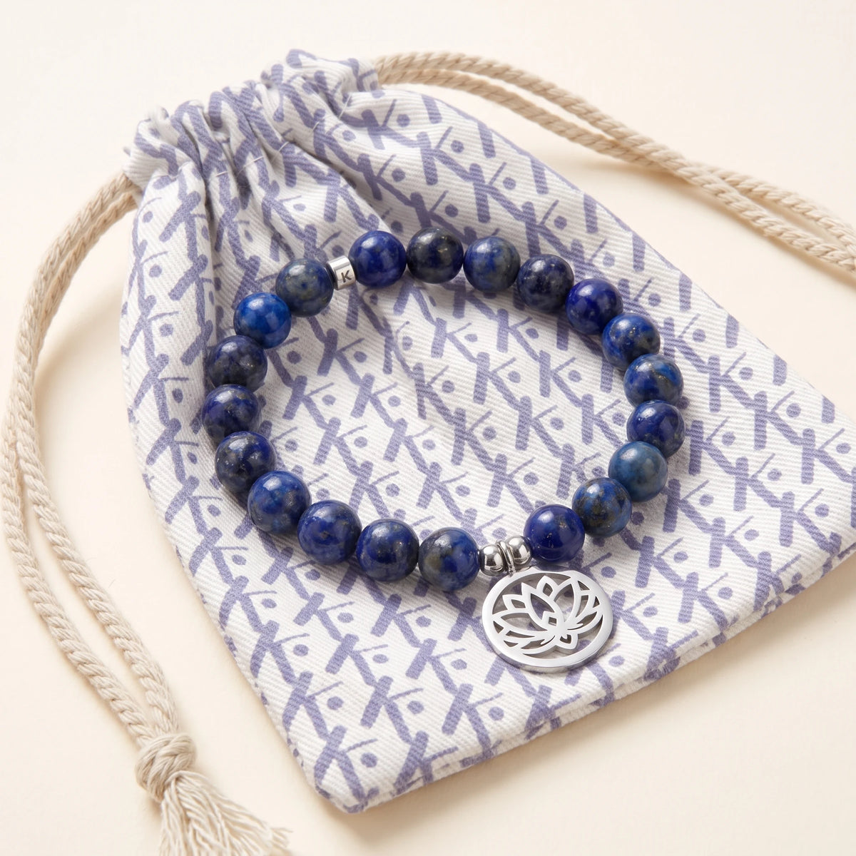 Bracelet Expression et Confiance en Lapis Lazuli - pochette