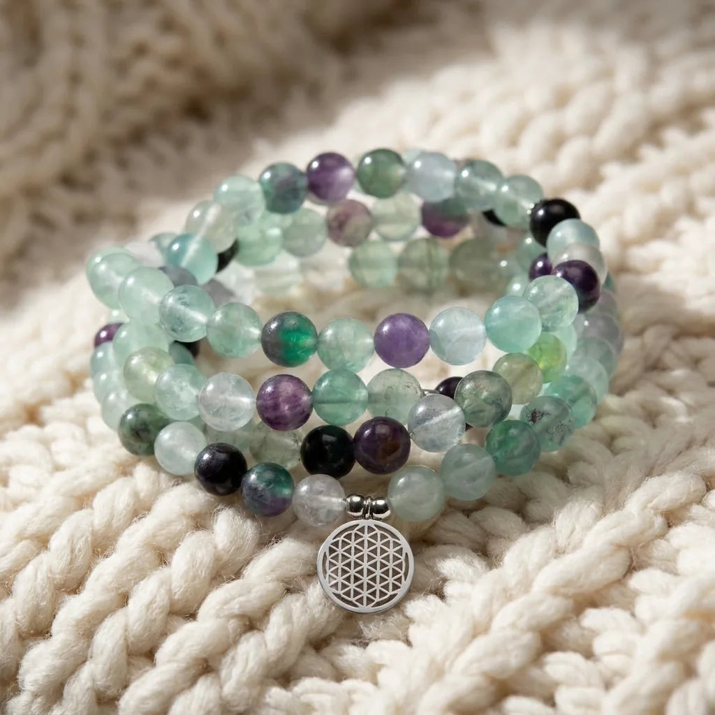 Mala Génie en Fluorite Arc-en-Ciel