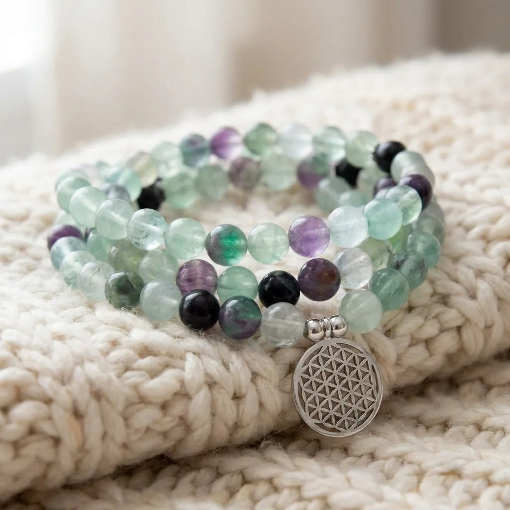 Mala Génie en Fluorite Arc-en-Ciel