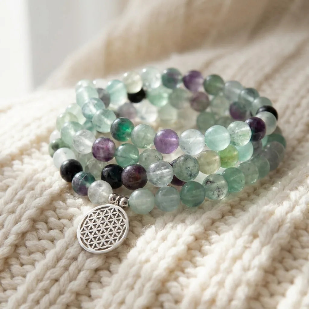 Mala Génie en Fluorite Arc-en-Ciel