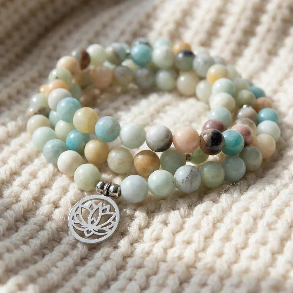 Mala Lotus en Amazonite