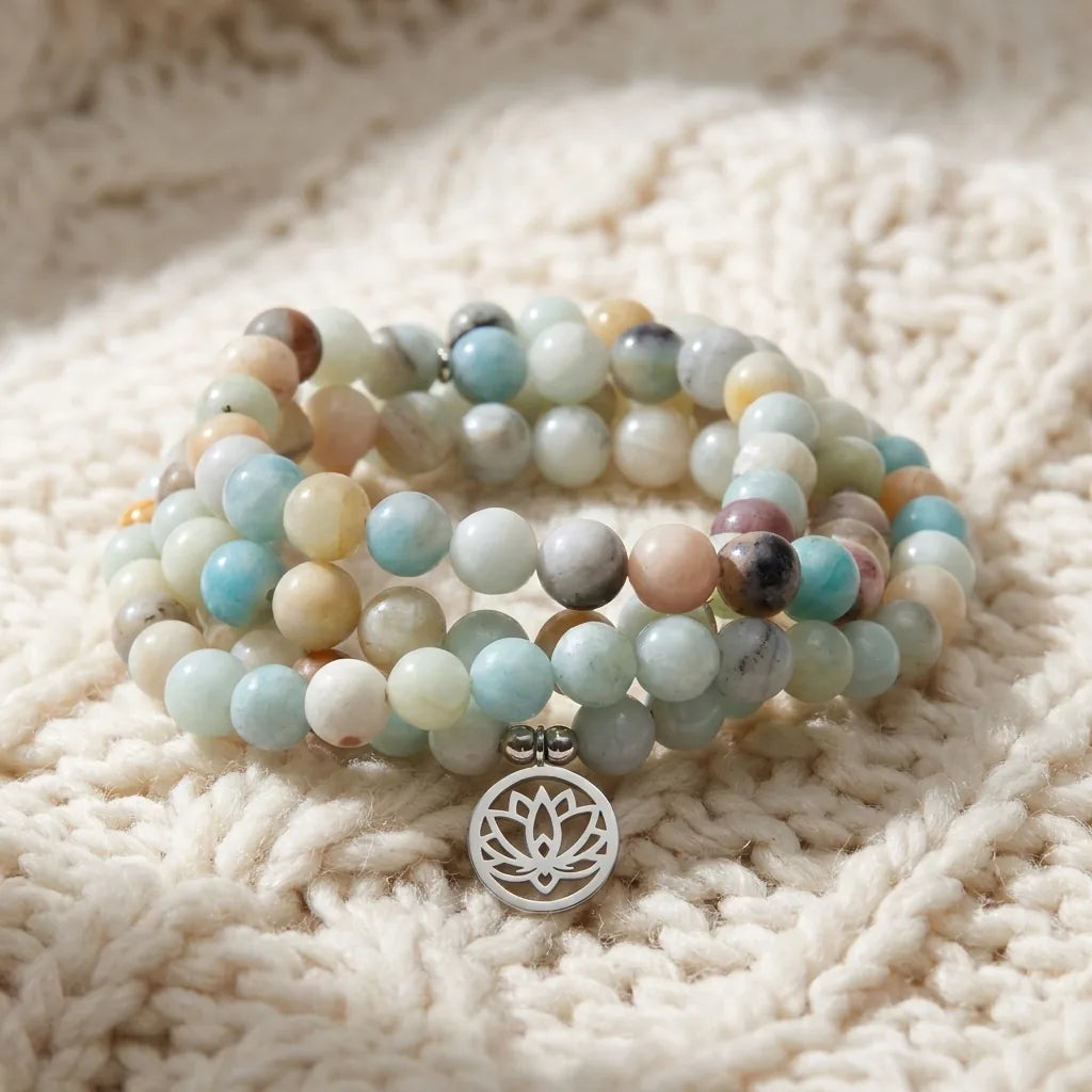 Mala Lotus en Amazonite