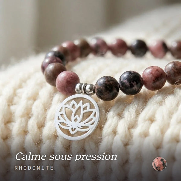 Mala "Maîtrise des Emotions" de 108 perles en Rhodonite